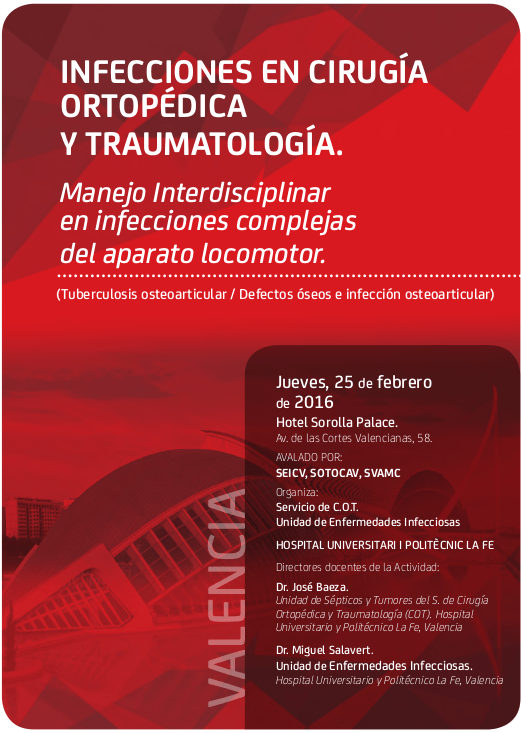 Jornadas sobre INFECCIONES EN CIRUGÍA ORTOPÉDICA. Valencia febrero 2016
